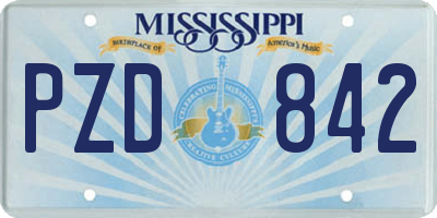 MS license plate PZD842