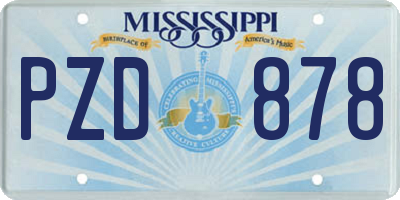 MS license plate PZD878