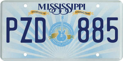 MS license plate PZD885
