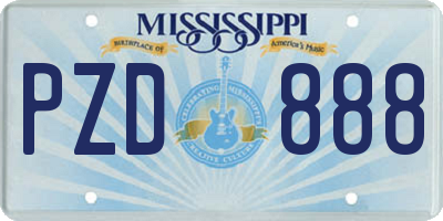 MS license plate PZD888