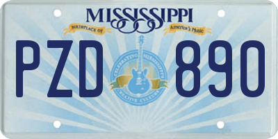 MS license plate PZD890