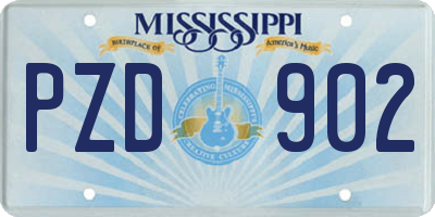 MS license plate PZD902