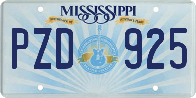 MS license plate PZD925
