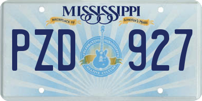 MS license plate PZD927
