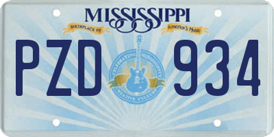 MS license plate PZD934