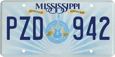 MS license plate PZD942