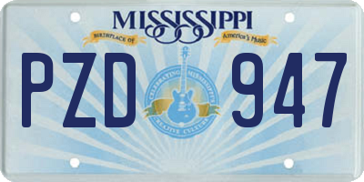 MS license plate PZD947
