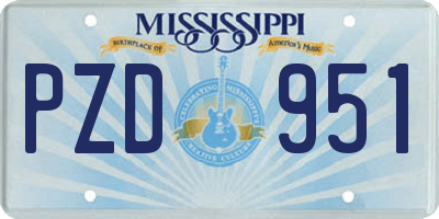 MS license plate PZD951