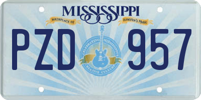 MS license plate PZD957