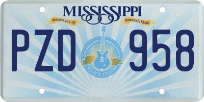 MS license plate PZD958