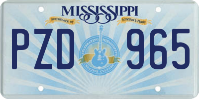 MS license plate PZD965