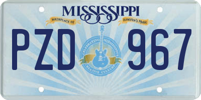 MS license plate PZD967