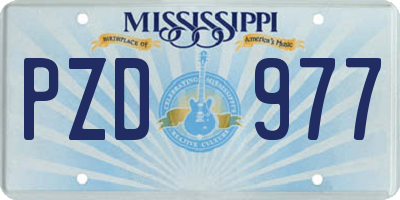 MS license plate PZD977