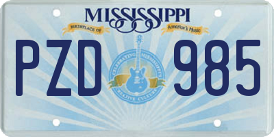 MS license plate PZD985