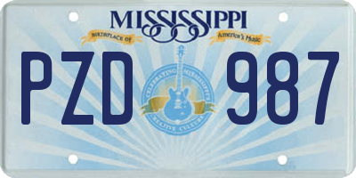 MS license plate PZD987