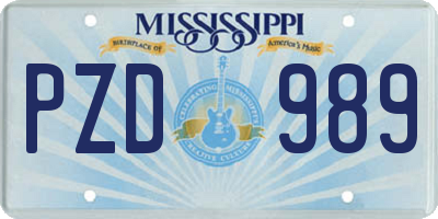 MS license plate PZD989