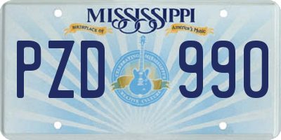 MS license plate PZD990