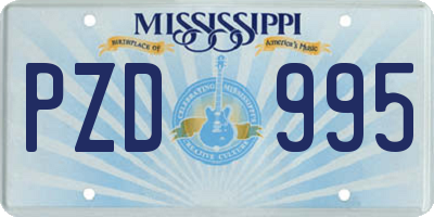 MS license plate PZD995