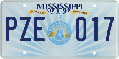 MS license plate PZE017