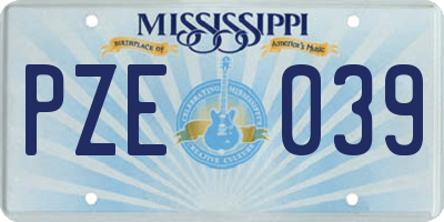 MS license plate PZE039