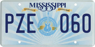 MS license plate PZE060