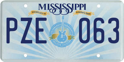 MS license plate PZE063