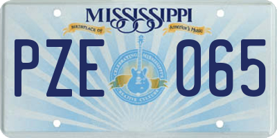 MS license plate PZE065