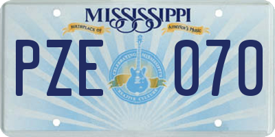 MS license plate PZE070
