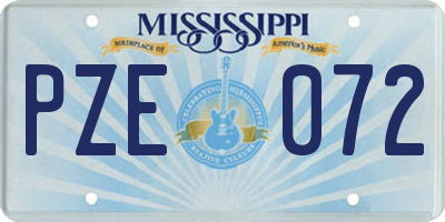 MS license plate PZE072
