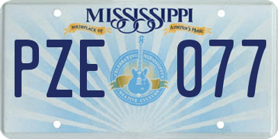 MS license plate PZE077