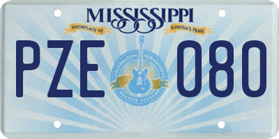 MS license plate PZE080