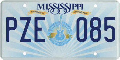MS license plate PZE085