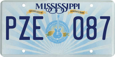 MS license plate PZE087