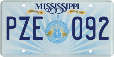 MS license plate PZE092