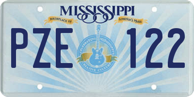 MS license plate PZE122