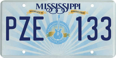 MS license plate PZE133