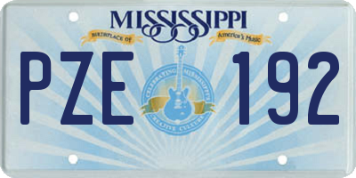 MS license plate PZE192