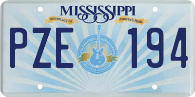 MS license plate PZE194