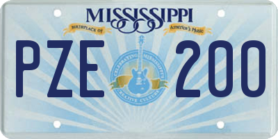 MS license plate PZE200