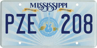 MS license plate PZE208