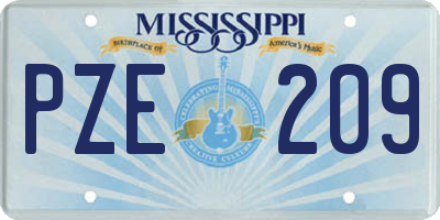 MS license plate PZE209