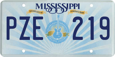 MS license plate PZE219