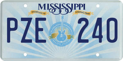 MS license plate PZE240