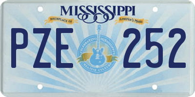 MS license plate PZE252