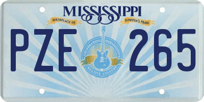 MS license plate PZE265