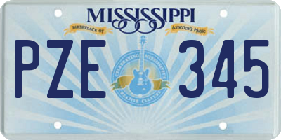 MS license plate PZE345