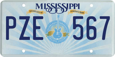 MS license plate PZE567