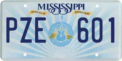 MS license plate PZE601