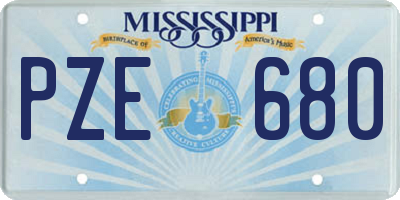 MS license plate PZE680