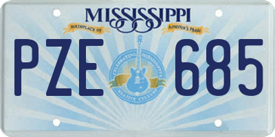 MS license plate PZE685